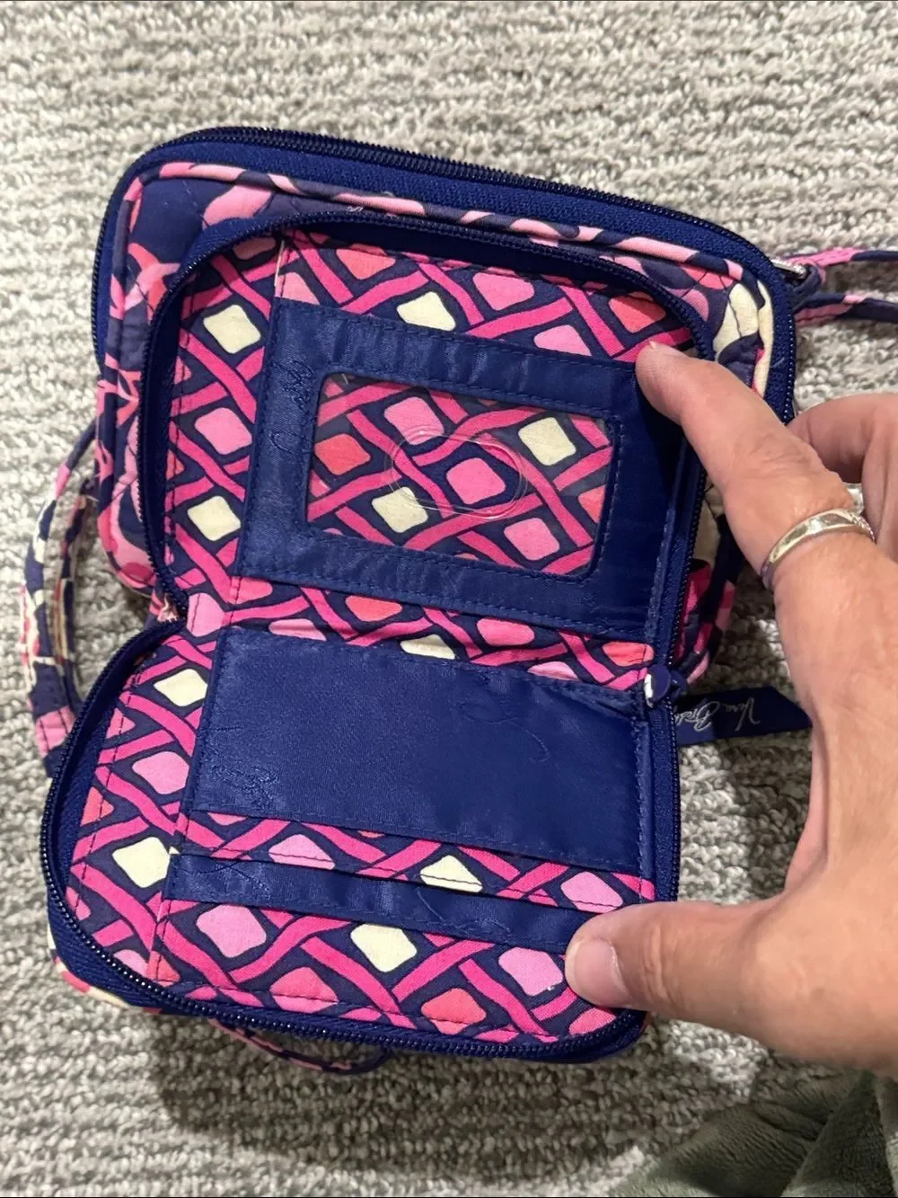 Vera Bradley Navy, Pink & Cream Floral Quilted Crossbody